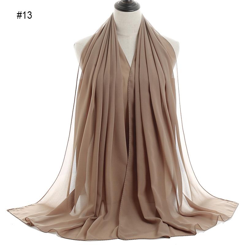 Good Stitching Muslim Chiffon Hijabs for Women Solid Chiffon Shawl Scarf Head Wraps Foulard Femme Hijab Scarves Muslim Turban