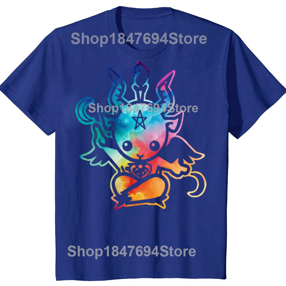 New Summer Style Satanic Goat Baphomet Cartoon T Shirt Men Cotton Short Sleeve Printed T-shirt Brand Tshirt Mens Clothing