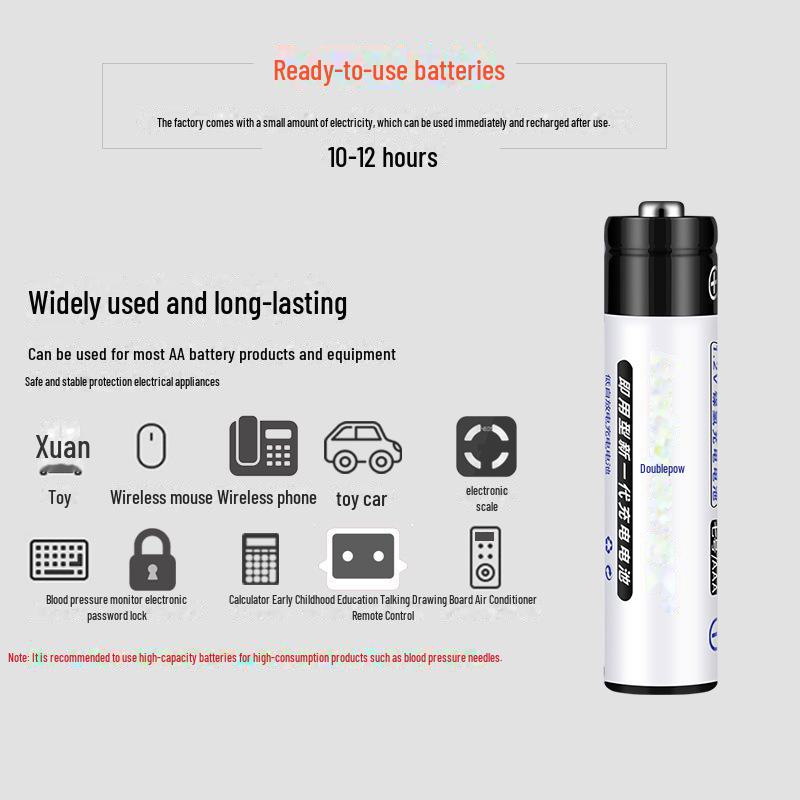 Double Capacity Ni-MH AAA Rechargeable Battery for Remote Control Toys, 1.2V 1100mAh