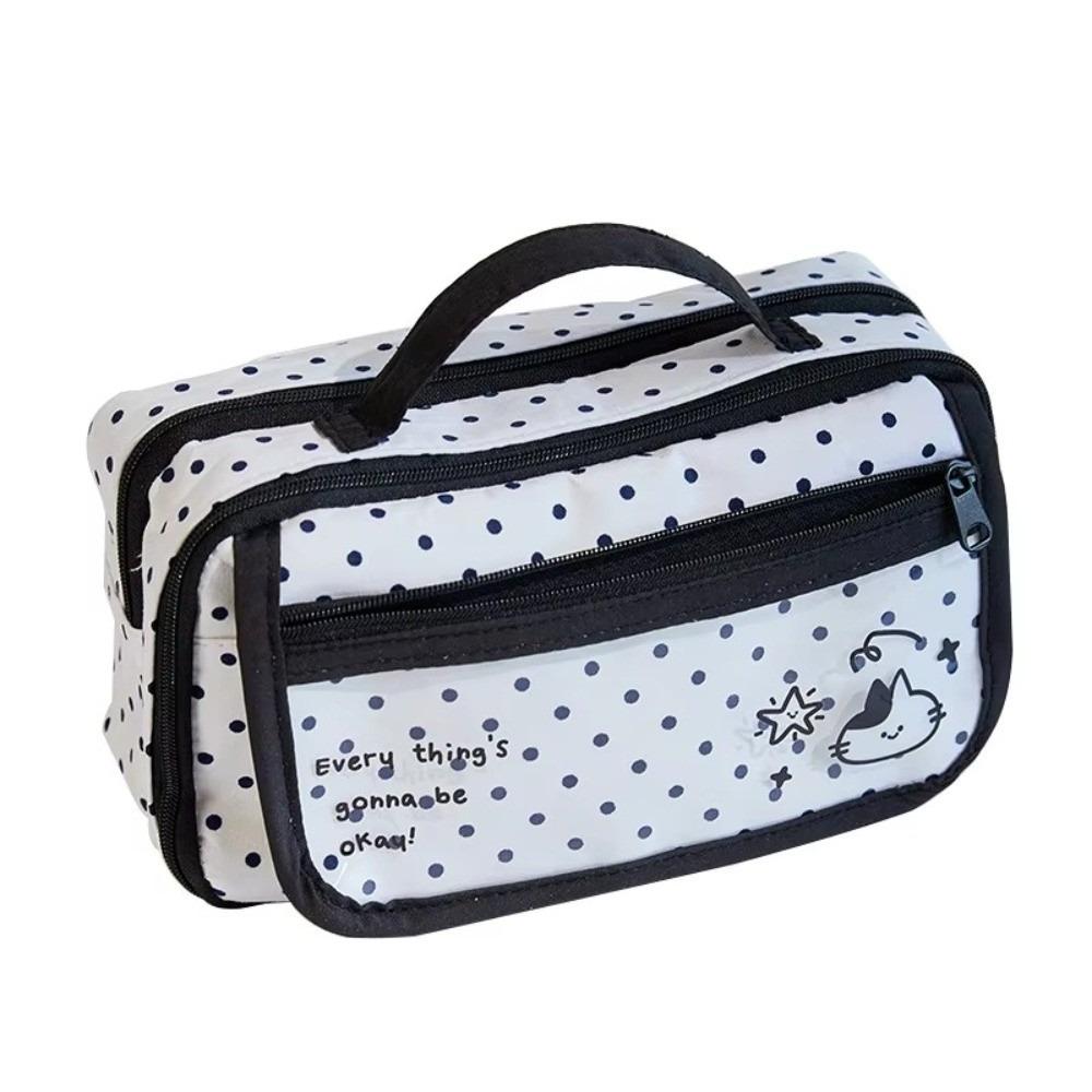Y2k Polka Dot Pencil Case Desktop Storage Stationery Storage Bag Pencil Pouch Kids
