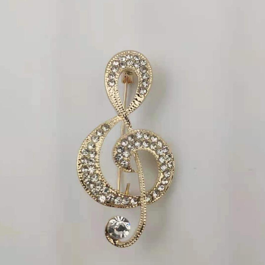 Sjarmerende stor retro musikknote Vintage smykker Antisølv Krystallbrosje Antikk Fleur De Lis Broche Coroa Lady Pin Bluse CC