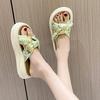 Internet Celebrity Thick Bottom Color Cross Pearl Slippers Women 2025 New Summer Wear Non-slip Casual Beach One-word