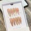 Handmade High-End Cat Eye Nude French Diamond Removable Press-On Nails