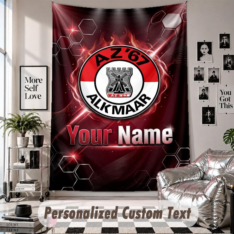 Wall Hanging Tapestry With Custom Name & Text, AZ Alkmaar Decorative Tapestry For Bedroom