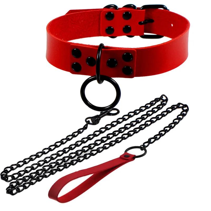 Gothic style leather sex collar SM binding props couple training instruments adult sex products
