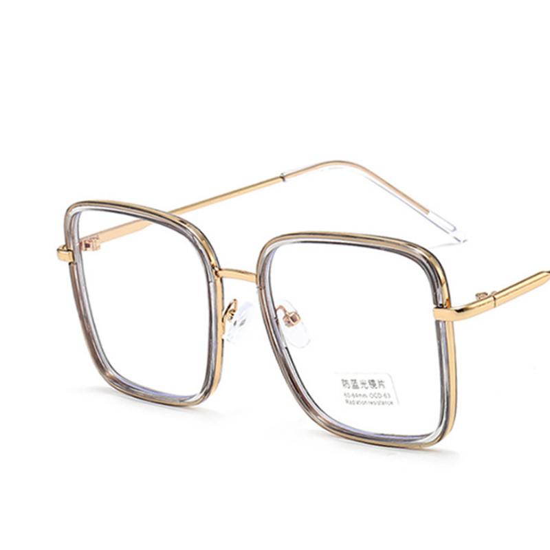 

Oversize Square Metal Frame Clear Lens Eyeglasses Big Simple Myopia Nerd Spectacles Degree -0.5 -1.0 -2.0 -3.0 -4.0 to -6.0 No degree 0
