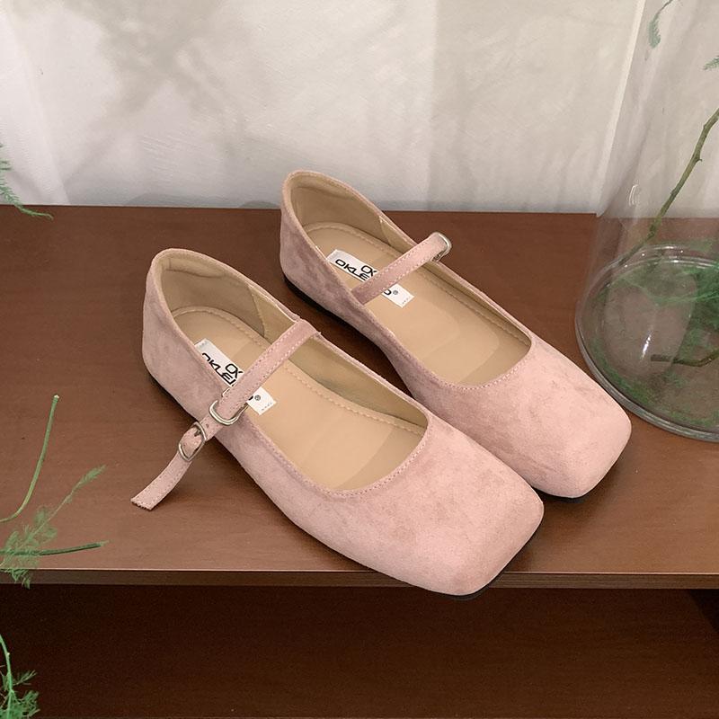 

Модные розовые модные туфли-лодочки на плоской подошве с ремешком и пряжкой, повседневная женская обувь с квадратным носком, неглубокие женские балетки 35 розовый