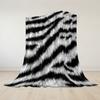 Furry Zebra Print Flannel Blanket Warm Soft Halloween Christmas Couch Warm Cozy Decorative Decor Gift For All Season