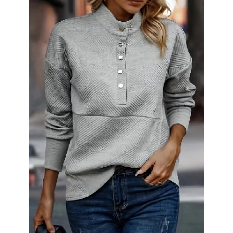 Women S Long Sleeve Stand Collar Solid Color Street Style Sweatshirt