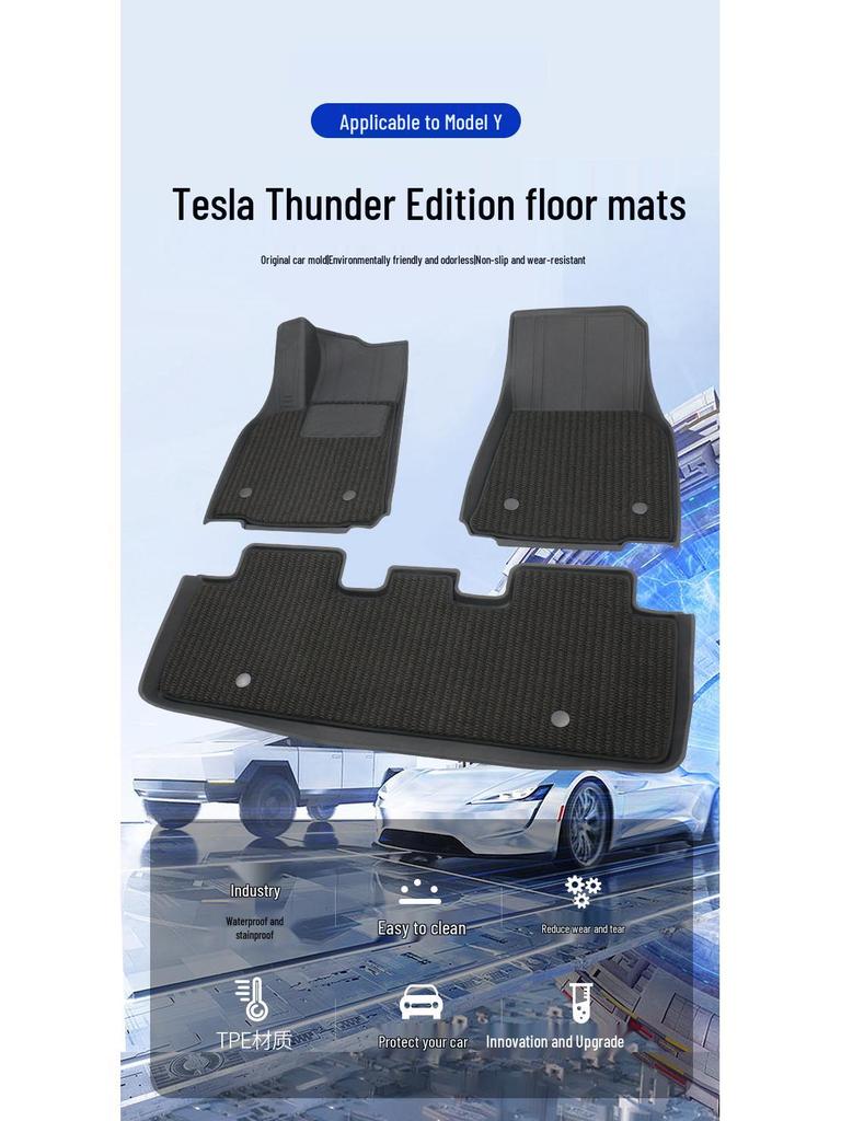 Custom Fit TEP Floor Mats for Tesla Model Y Thunder Edition - Premium Interior Protection Accessories