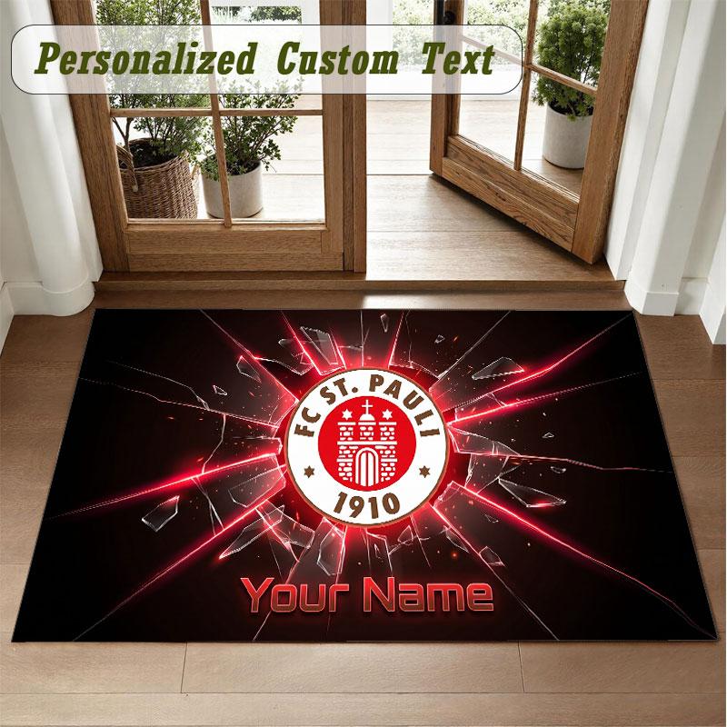 Crystal Velvet Square Rug Custom NameFC St. Pauli Pattern Non Slip Home Floor Decor Rug