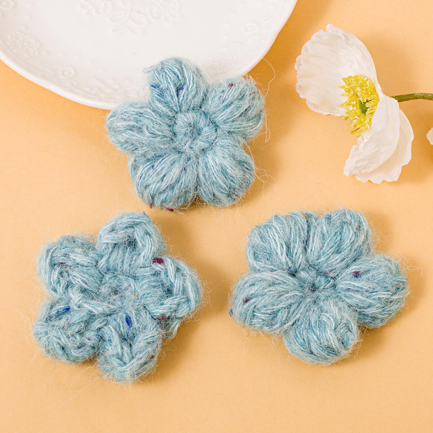 

Customizable Handmade Crochet Puff Flower Hair Clips - Simple DIY Fresh Jewelry Accessories синій