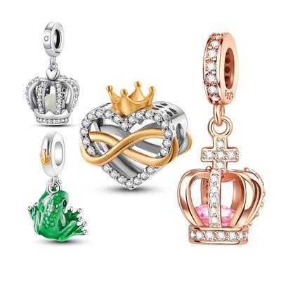 New In Fashion Copper The Queen'S Crown Charm Beads Fit 3Mm Original Bracelet Necklace For Women Diy Jewelry Gifts
