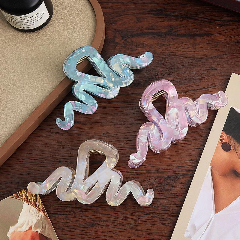 High-Grade Acrylic Jelly Color Hair Claw – Mermaid Princess Wave Clip