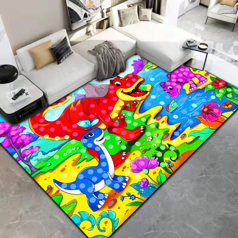 Cute Cartoon Little Dinosaur Printed Carpet Floor Mat  Carpets for Living Room Rugs for Bedroom Carpet for Children Customizable
