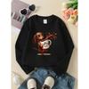 Girls' Crewneck Sweatshirt - Coffee Time Dachshund Splash Art Machine Washable, Spring And Autumn, Sportswear And Casual Wear
