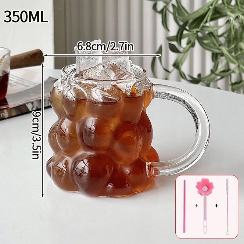 Cold Coffee Cups Latte Coffee Glass Juice Milk Water Cup Clear Water Bottle Glasses for Drinks Kitchen Desk Accessorie