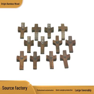 Black Walnut Wood Cross: Easter Handcrafted Natural Church Piece
