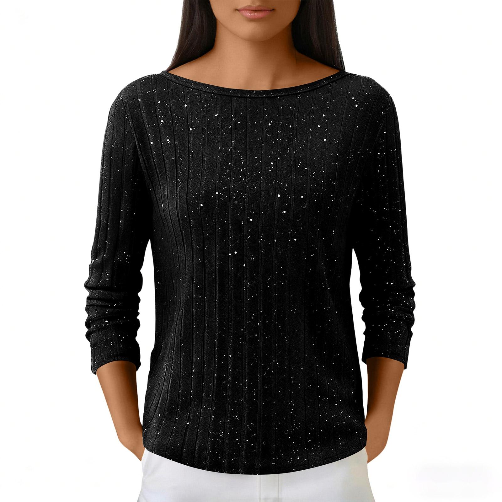 

Жіночі трикотажні повсякденні пуловери з паєтками, модні светри з довгим рукавом XL чорний