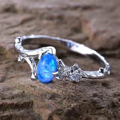 Μοντέρνο ασημί χρώμα Φρέσκο ​​δαχτυλίδι με άνθη δαμάσκηνου για γυναίκες Ζιργκόν Ζιργκόν Δαχτυλίδι αρραβώνων Δώρα για κοσμήματα