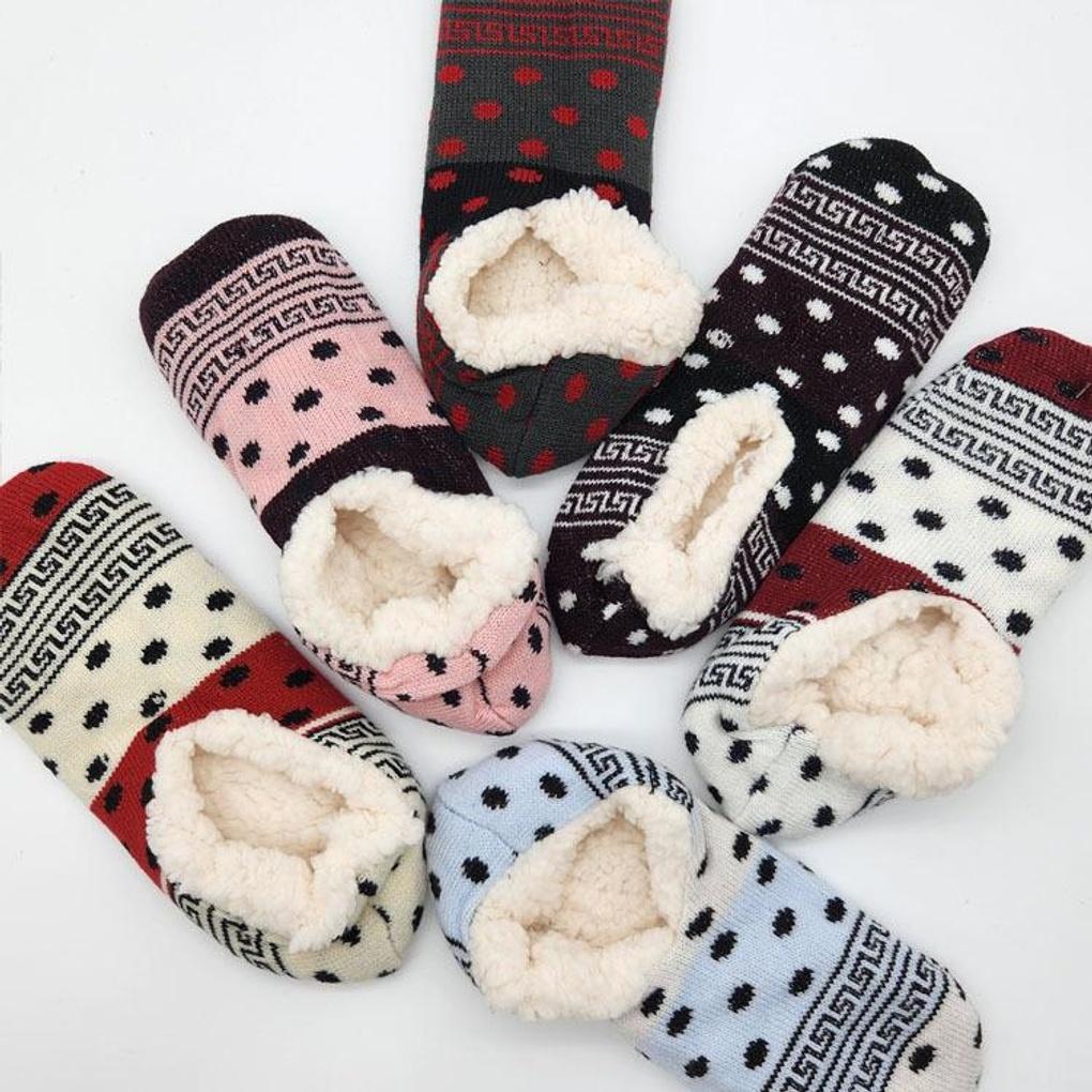 3 Paar warme Winter-Fleece-Punkt-Hausschuhe