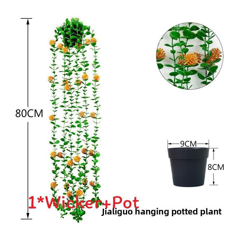 Faux Hanging Vine Plant With Green Leaves For Balcony And Party Decoration