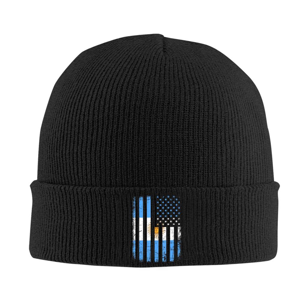 Argentinian American Flag Argentina Knitted Hat Womens Unisexs Beanie Winter Hat Warm Caps