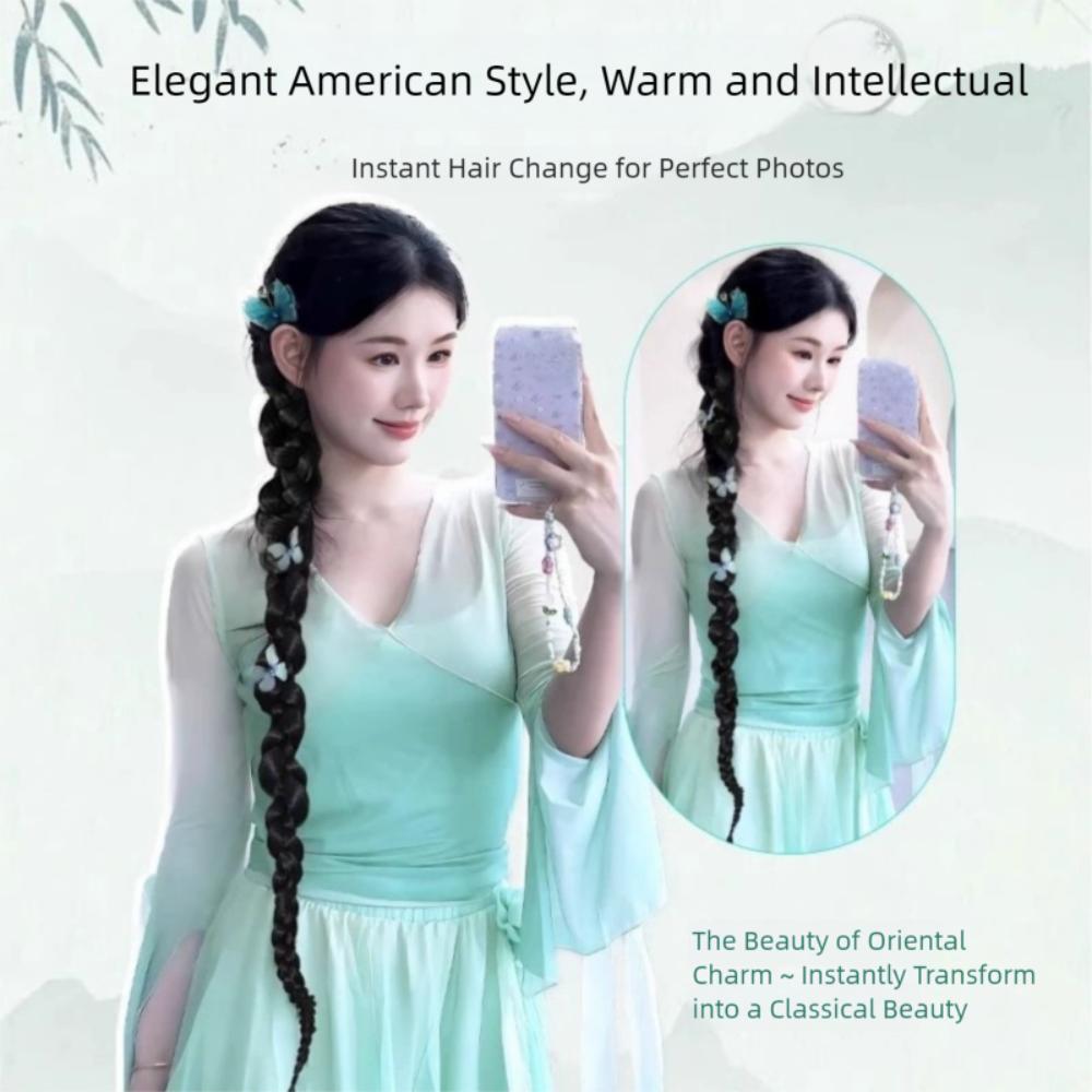 Hair Extension Long Twist Braided Ponytail Butterfly Hairpin Boxing Braided Wig for Women