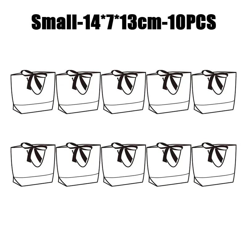 

Портативная сумка-шоппер из белого картона с черной окантовкой, пакеты для упаковки подарков, большая вместимость для хранения мелочей Other