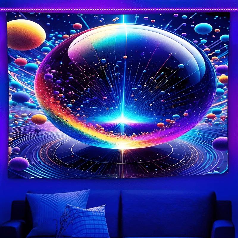 Ultraviolet Punk Cyberrobot Luminous Tapestry, Indoor Mood To Create Atmosphere, Psychedelic Luminous Art, Bedroom Decoration