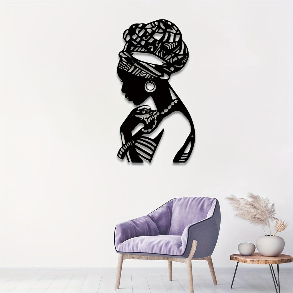 1pc African Woman Metal Wall Art Queen Hanging Black Decor Halloween Christmas New Year Gift