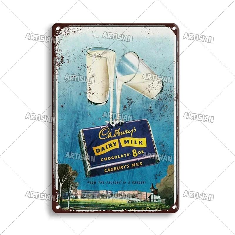 Rostige Kakao- und Schokoladen-Metallplakette Vintage-Poster Metallblechschild Retro Eisdiele Metallplatte Heimbar Café Industriedekor
