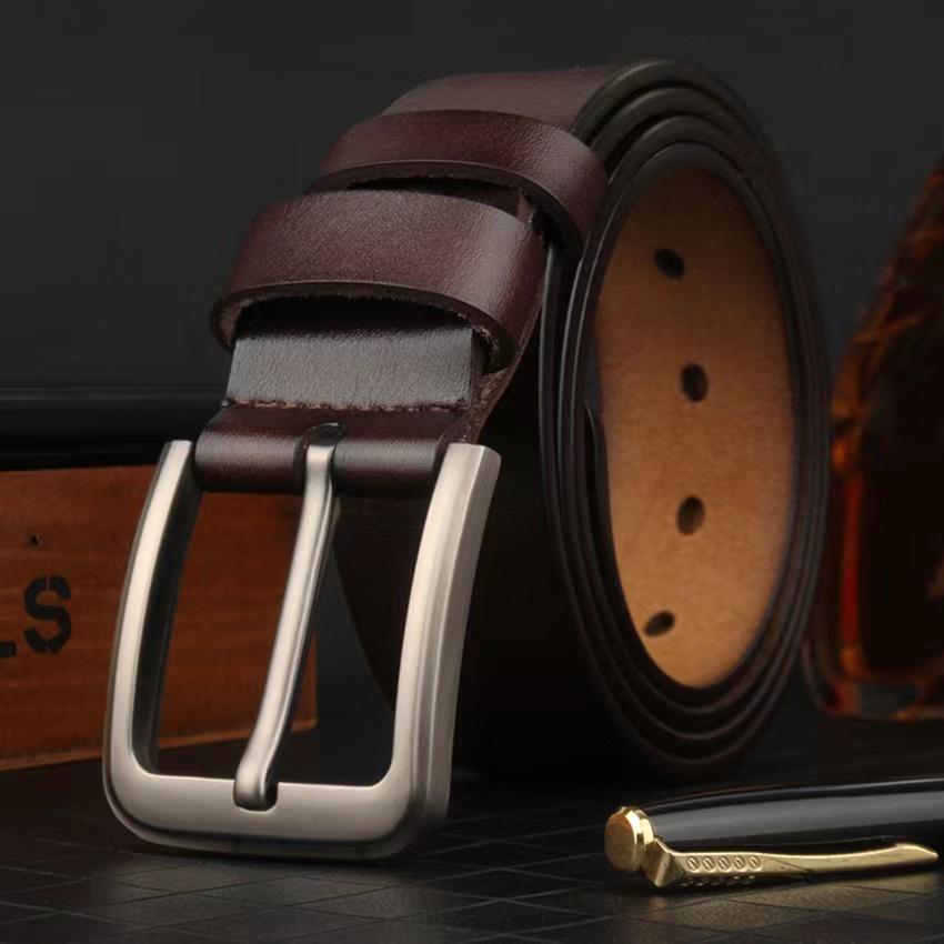 Real Cow Genuine Leather Belts for Man High Quality Plus Long Size Male Pin Buckle Waist Belt Strap