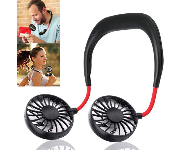 Osobní ventilátor - AUCUNEARY - Mini ventilátor - Dobíjecí přes USB - Design sluchátek - Černý