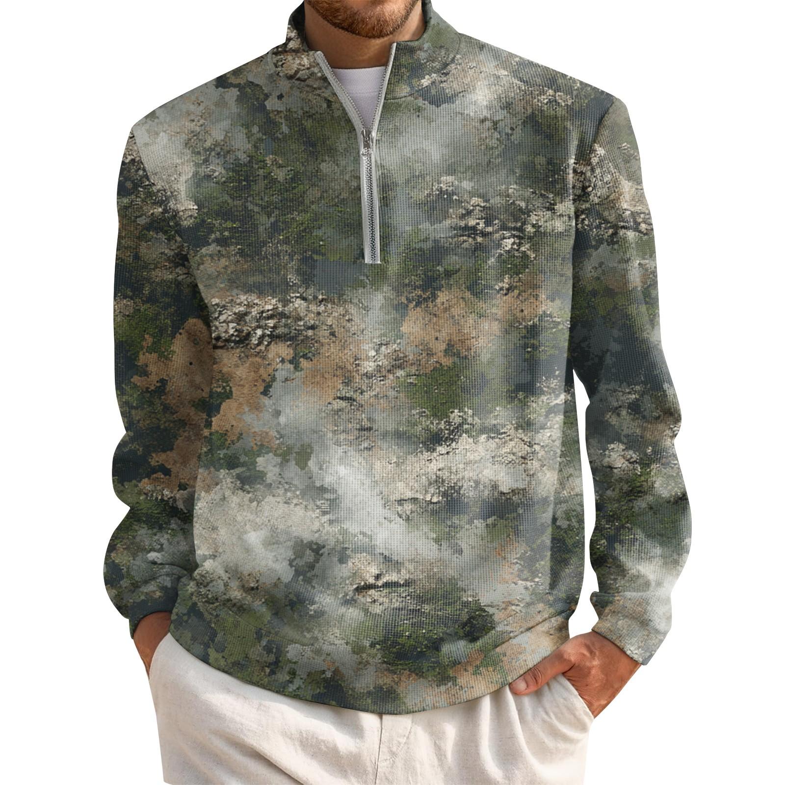 

Мужской короткий пуловер на молнии с высоким воротником и длинными рукавами M темно-зеленого