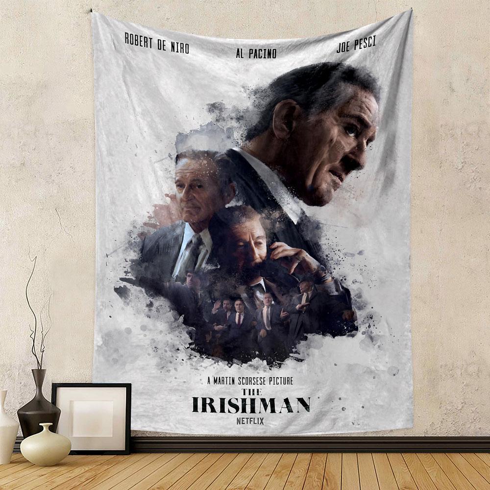 The Irishman Tapestry Wall Hanging, De Niro Pacino Pesci Netflix Art, Gangster Movie Wall Decor for Bedroom Man Cave