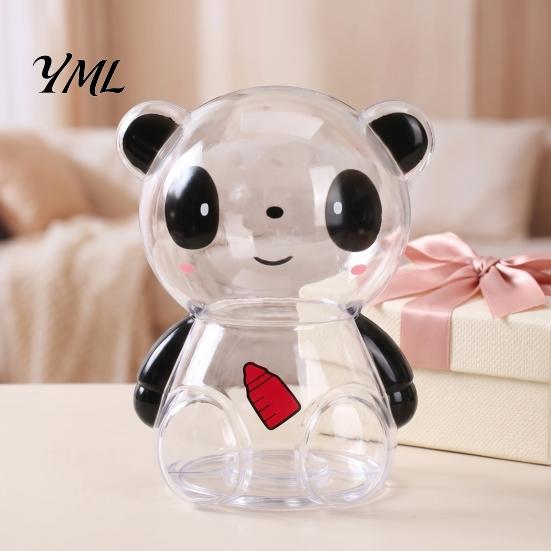 Break Resistant Piggy Bank Clear Panda for Kids, Plastic Cash Coin Bank, Money Management Box Saving Jar Decoration, Christmas Birthday Girls Boys