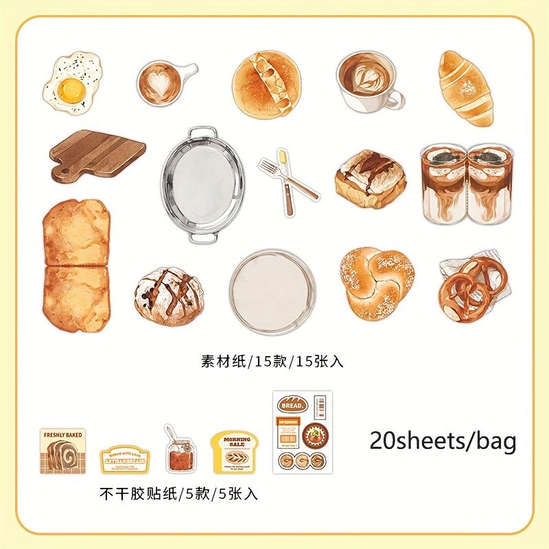 20sheets/bag Fifth Material Pack Snacks Desserts Fruits Daily Life Items Pattern Folding Notes for Message Paper Greeting Cards