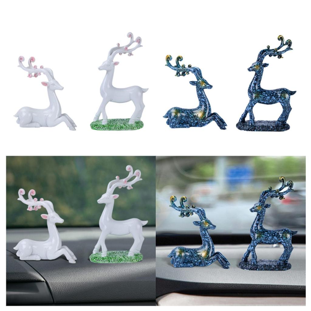 Figurine Car Dashboard Decor Reindeer Statue Resin Car Interior Accessory Christmas