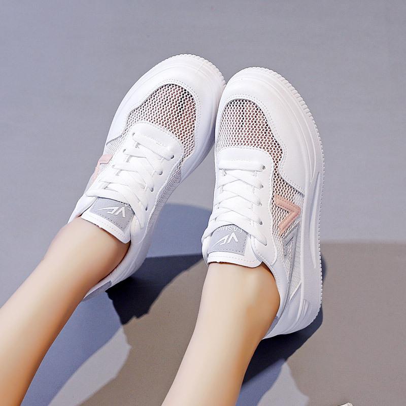 Summer new ins breathable mesh student board shoes platform mesh shoes Q