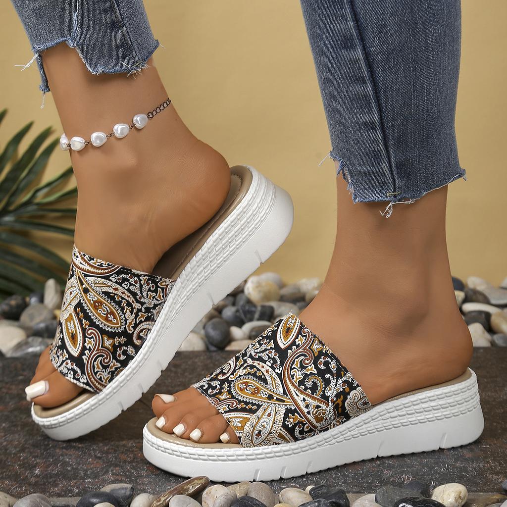 Fashion Women Slippers Colorful Tribal Pattern Fashion Platform Sandals Summer Comfortable Beach Shoes Women Wedge Slippers Slides Women