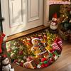 Snowman Bell Candy Cane Merry Merry Christmas Rug For Festive Doorstep Decor Durable Outdoor Floor Mat