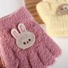 Bear Baby Fluffy Gloves Flower Knitted Mittens Warm Cartoon Pattern Gloves  Kids