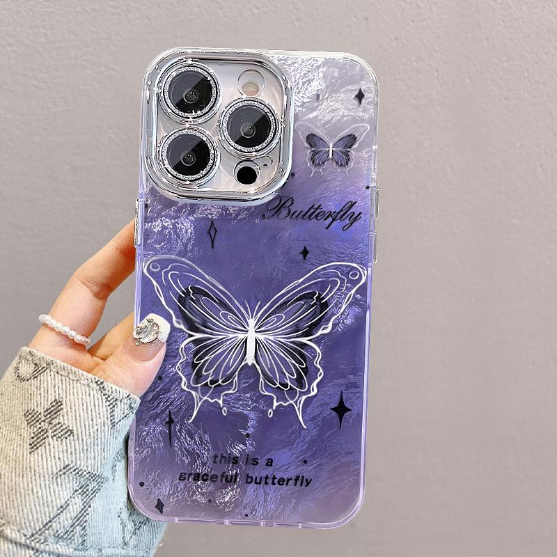Super Fairy Butterfly Is Suitable for Apple 16pro Phone Case 15, Full Cover Lens Film 14, Glacier Pattern 13, Spring/summer 12/11, Female
