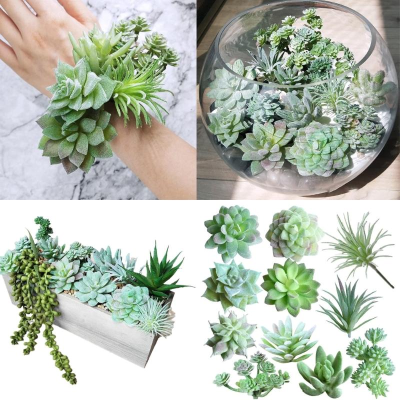 Artificial Potted Plant 11Pcs Fade Resistant Realistic Potted Plant Arrangement For Desk Shelf Tabletop Decoration