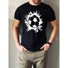 One-Sided Print T-Shirt,Soccer-Inspired Ink Print Men'S Round Neck Short-Sleeve T-Shirt, Stylish,Comfortable And Breathable Casual Sportswear, Relaxed