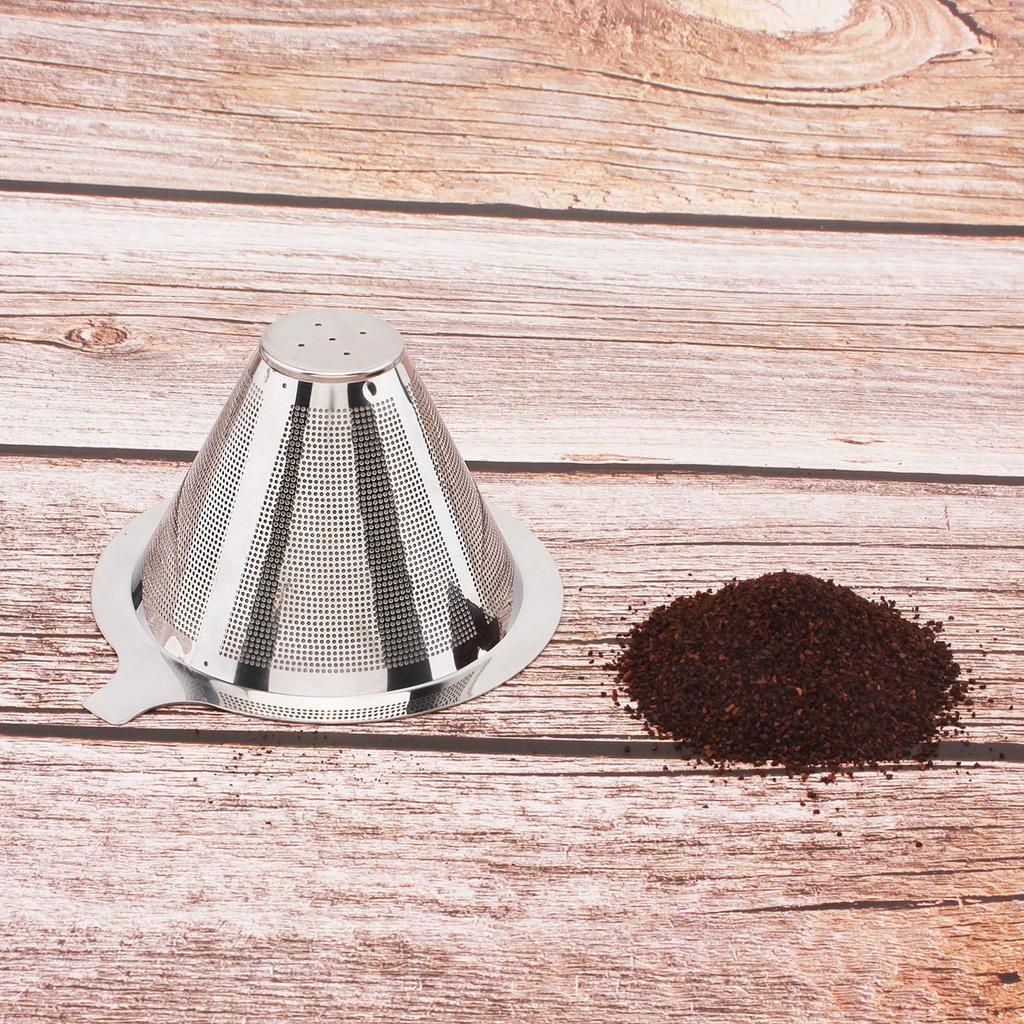 Pour Over Reusable Paperless Double  Mesh Design Coffee Filter for 1-2 Cups, Stainless Steel Cone Coffee Dripper