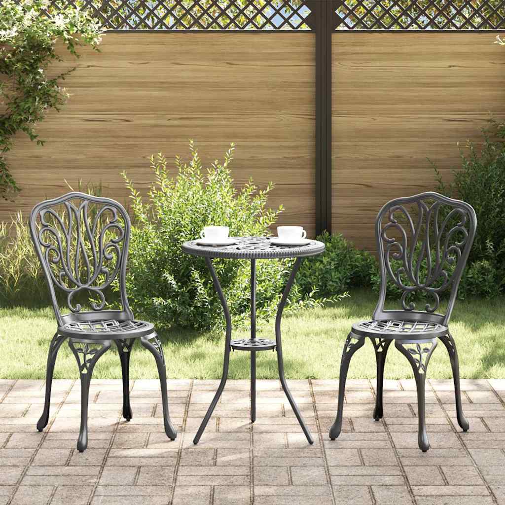 Garden Bistro Set 3 pcs Black Aluminum