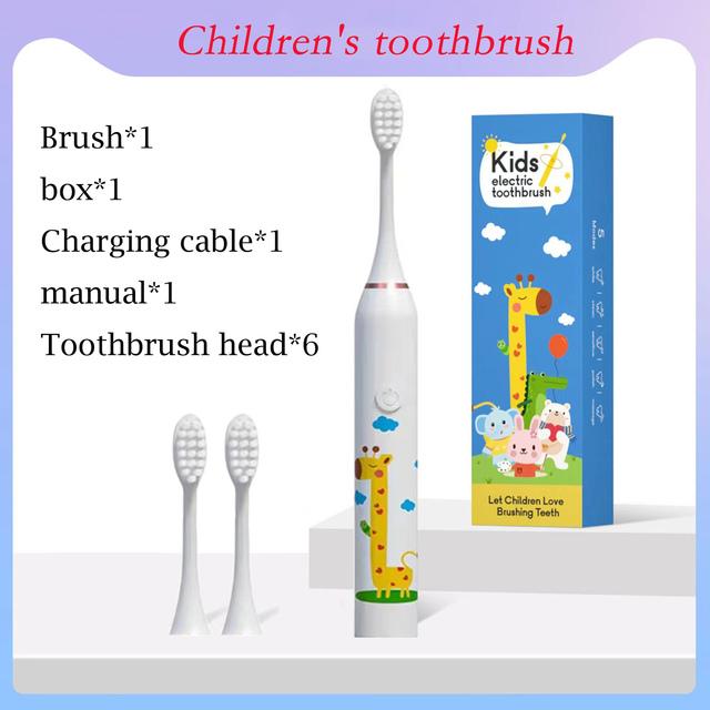 Child's Sonic Electric Toothbrush USB Charging Ultrasonic Clean With Replacing brush head Cartoon Lovely Children's brush Kid's