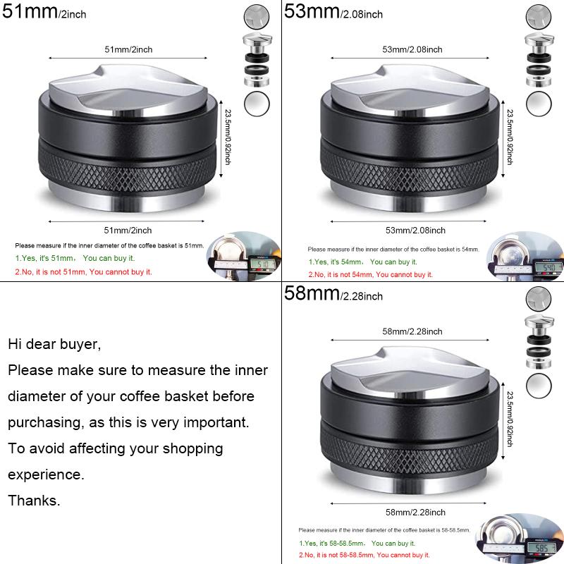 51/53/58MM Dual-Head Adjustable Distributor, Tamper Coffee Espresso Tampers for 51/54/58mm Potafilter